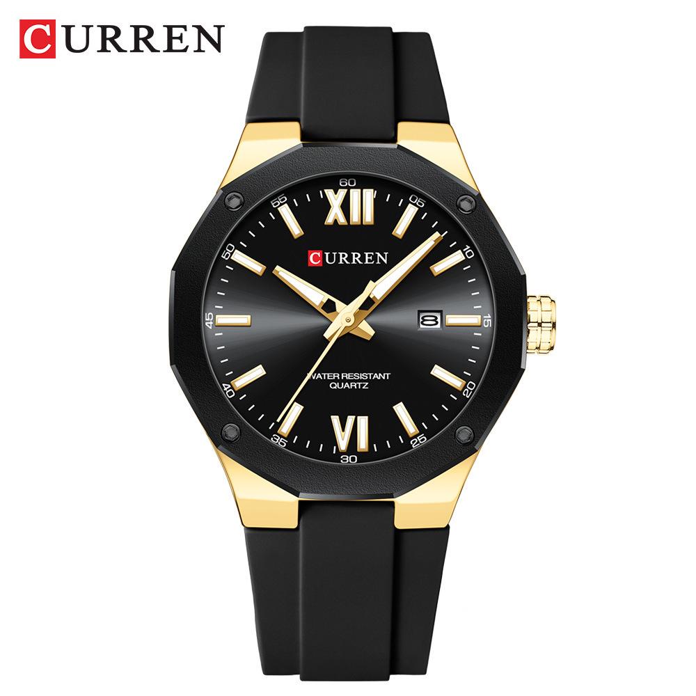 Мужские повседневные часы Curren 8465 с резиновым ремешком и календарем