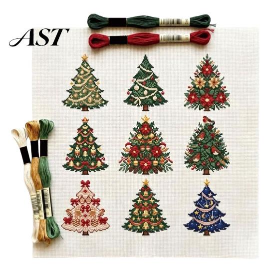Creative Christmas Gifts for Women Cross Stitch Kit, Winter Holiday DIY Embroidery Xmas Needlepoint Patterns Beginners Tree Craft Kit Adults,