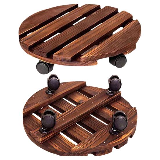 2 шт. круглая деревянная подставка для растений с колесами прочная несущая без сборки