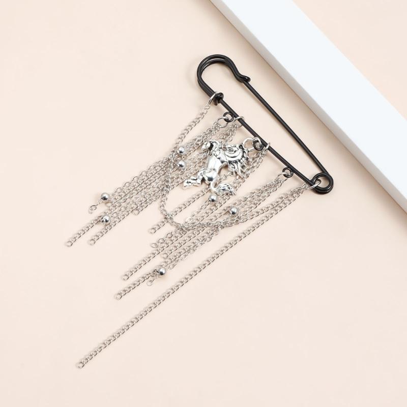 Стильная брошь с кисточками Дизайн Года Лошади Геометрический значок-булавка Функциональная застежка Для нарядов И праздничных торжеств