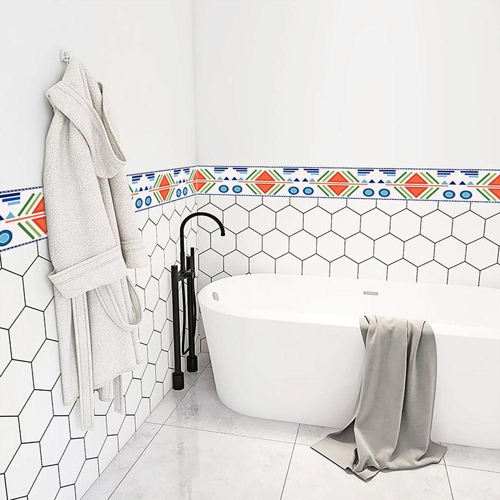 Водонепроницаемая самоклеящаяся бордюрная лента для талии, декоративная наклейка с линейным рисунком, плинтус, ванная комната