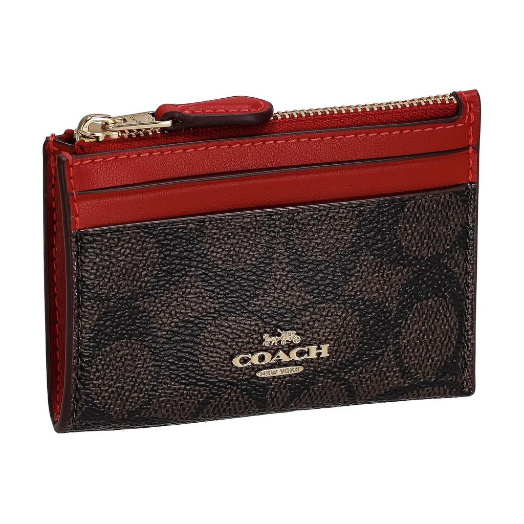 New COACH Coated Canvas Card Holder Mini Women's Red CW870-IMXD0