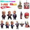 Рождественская елка подвеска смешной Дональд Трамп 2024 2D акриловые украшения Америка президентские выборы автомобиль брелок реквизит