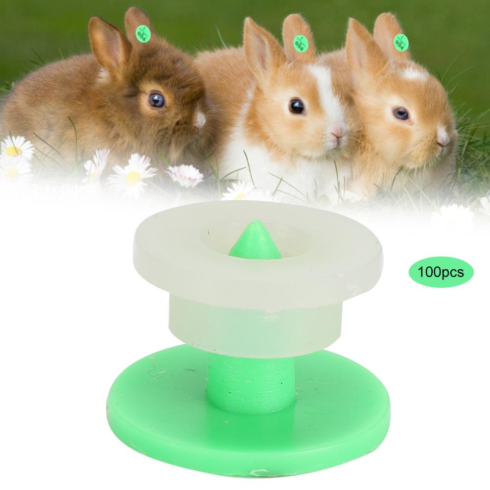 100pcs 0.7in Ear Tag Signs Marker Livestock Supplies for Rabbit Fox Mink Number Animal IdentificationGreen