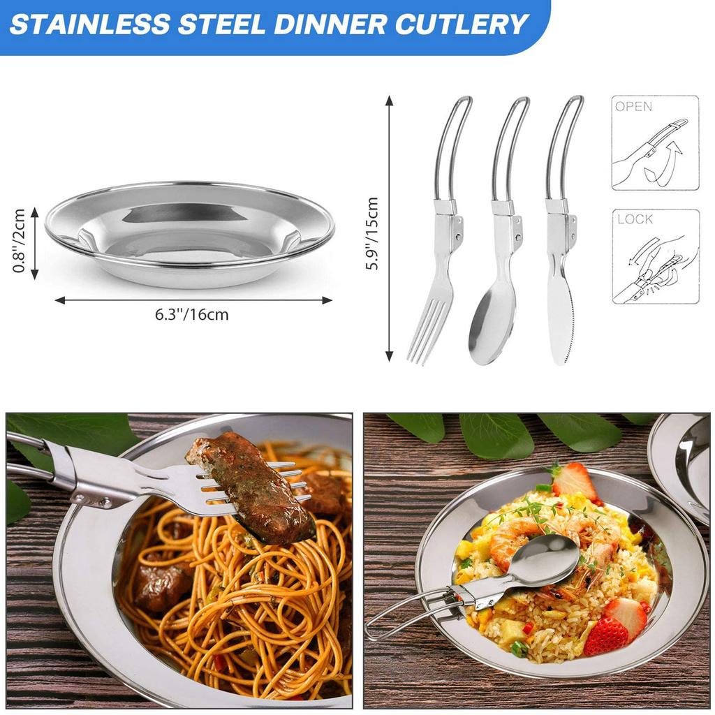 Набор походной посуды, оборудование для приготовления пищи на открытом воздухе для кемпинга, походов и пикников для 2 человек, все в