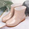 Rain Shoes Women's Short Tube Fashion Non-slip Rain Boots Adult Water Shoes Wear Water Boots Outside Kitchen Waterproof Shoes Warm Cotton Rain Shoes