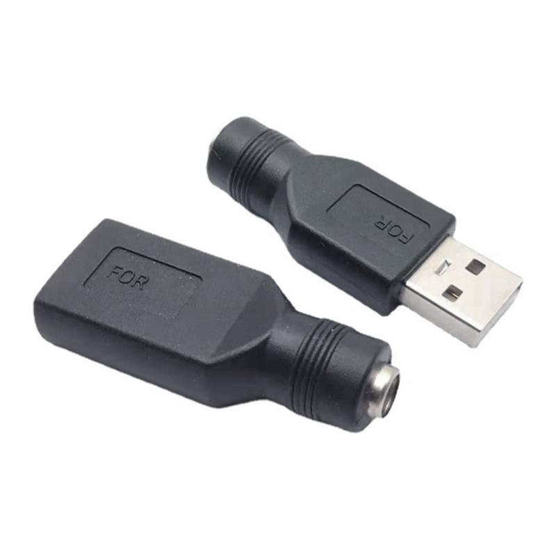 Портативный USB Папа/Мама к DC5.5x2.1мм Адаптер-конвертер Головка для преобразования питания Черный для различных марок ноутбуков