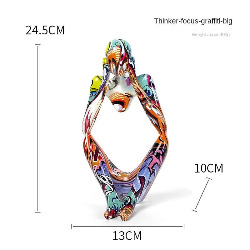 Красочные граффити абстрактные смолы ручная работа скульптура мыслитель фигурка статуя домашний декор интерьер офис настольные украшения