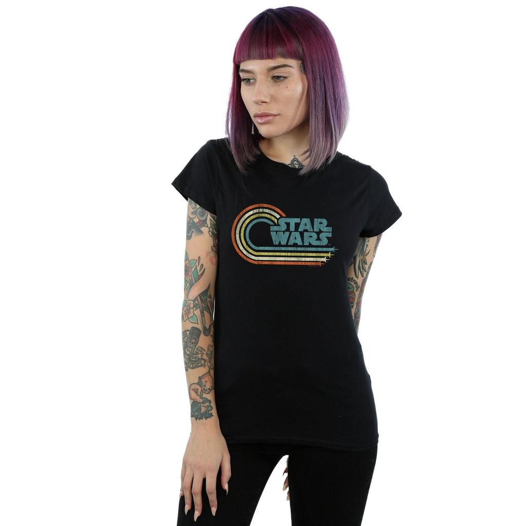 Star Wars Womens/Ladies Retro Wave Logo Cotton T-Shirt