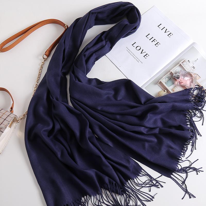 Осенне-зимний новый женский кашемировый шарф, однотонный, имитация кашемира, толстый вышитый кашемировый платок