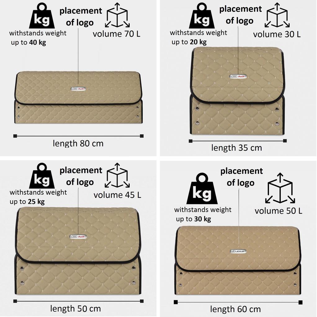 Органайзер в багажник автомобиля премиум-класса, бежевый, с системой магнитной фиксации, 5 размеров, сумка для хранения в багажнике