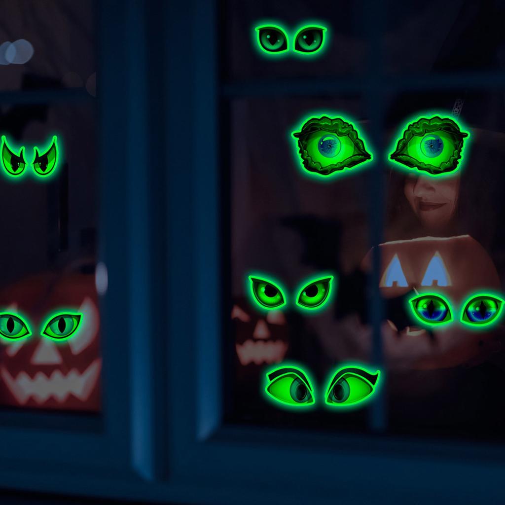 Светящиеся в темноте самоклеящиеся наклейки на стену «Подглядывающие глаза» на Хэллоуин для жутких украшений для вечеринки, материал ПВХ