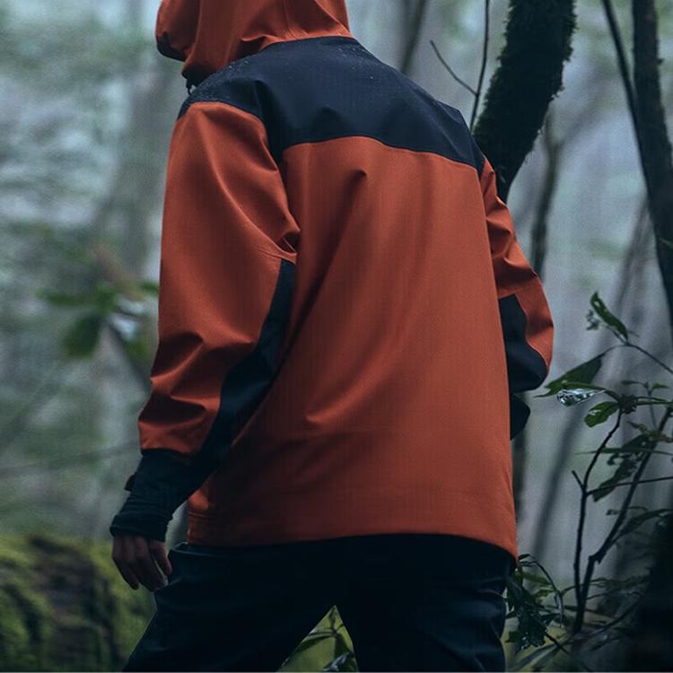 Anta Color Block Logo Waterproof Hard Shell Long Sleeve Hooded Jacket Unisex Jacket Amber-Yellow 952317601-3