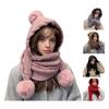 In 1 Hat And Scarf Set Winter Knitted Hooded Scarf