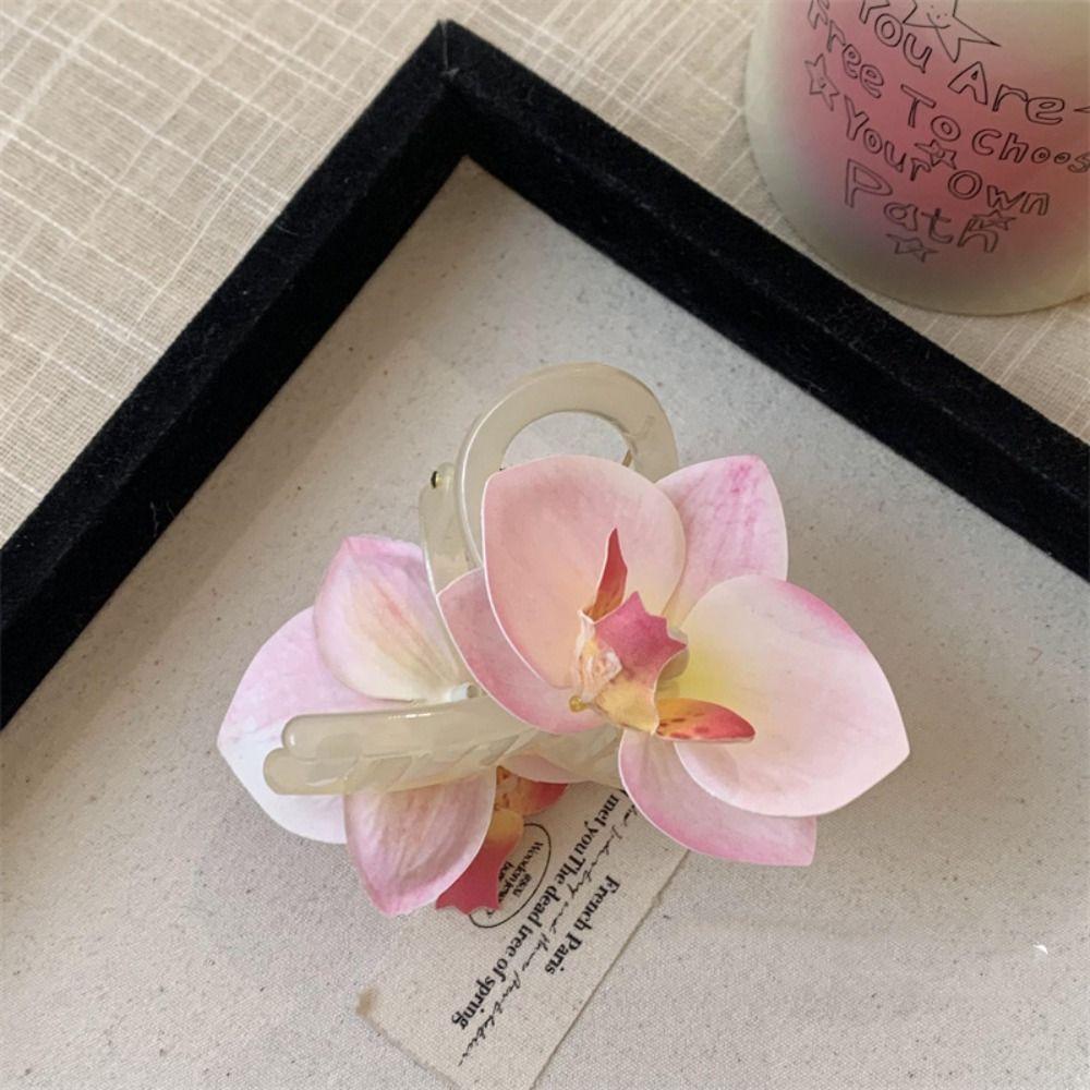 Cloth Flower Hair Claw Bohemia Barrettes Large Shark Clip Creative Orchid Hair Clip  Daily