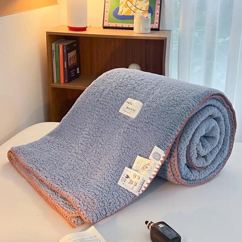 Одеяло из кораллового флиса, зимнее теплое пледовое покрывало для односпальной двуспальной кровати размера «king-size», толстое бархатное покрывало с имитацией кролика