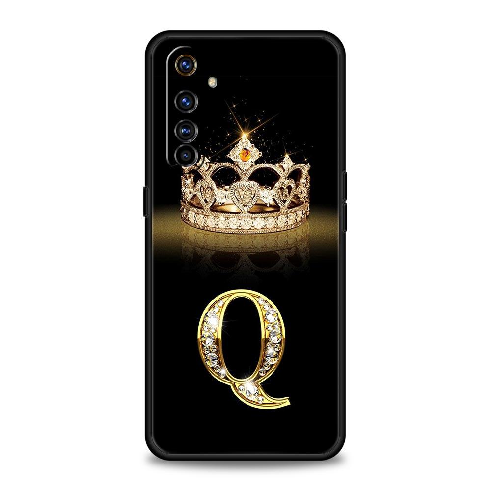 Diamond Crown Letter A For Realme GT Neo 2 3 3T Phone Case For Realme 10 9 8 5G 7 6 GT2 Pro Plus 9i 8i C21 C11 C25 C35 Cover