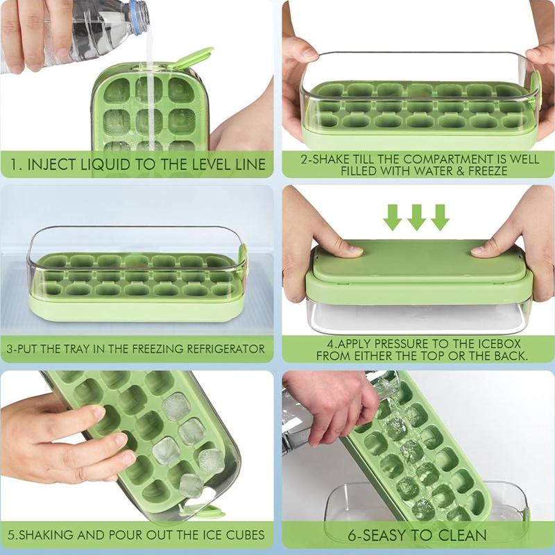 Творческий лоток для льда с коробкой для приготовления кубиков льда, легко извлекаемый из формы для льда, морозильник для кухни, бара, ручной пресс для кубиков льда