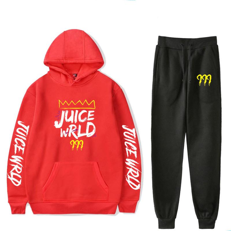 Рэппер Juice Wrld с принтом осень/зима для мужчин/женщин хлопковый спортивный костюм повседневная толстовка + брюки комплекты из 2 предметов уличная одежда унисекс