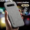 KEYSION Luxury PU Leather Case for Samsung S10 Plus S10+ S10e S9+ Silicone+PC Shockproof Phone Back Cover for Galaxy Note 9 8