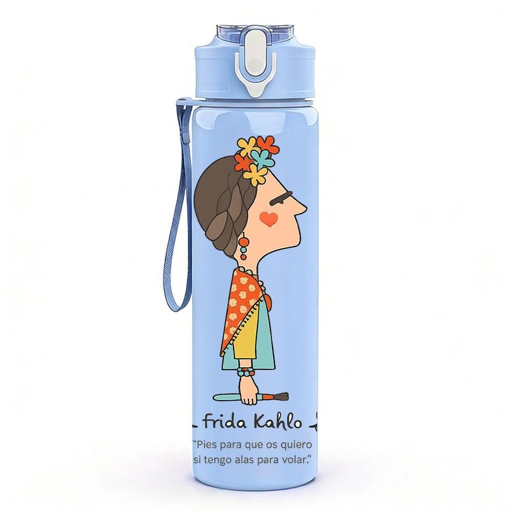 1PC Little Girl Flower Faith 750ml Color Plastic Sports Water Bottle Leakproof Flip Straw Lid Suitable for Sports Office Home Use