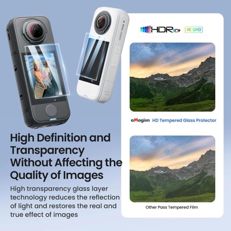 Для Insta360 X4 Air aMagisn Закаленное Стекло Защитная Пленка на Экран HD Анти-Царапина Твердость 9H Пленка на Объектив
