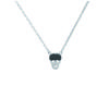[J0860] - Silver Necklace 'Skull' Black White (rhodium-plated) - 10x7 Mm