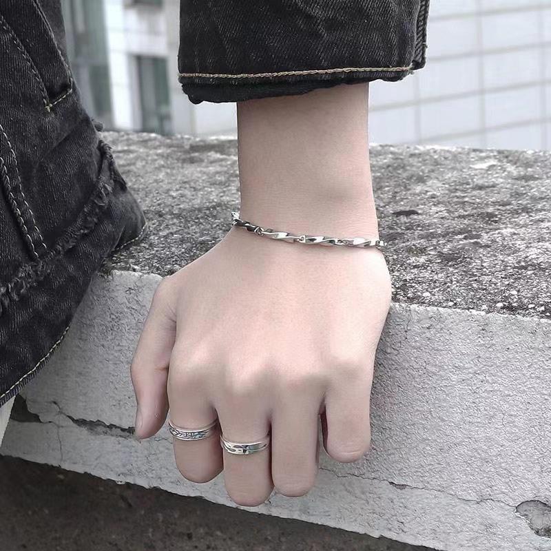 Витые браслеты-цепочки для мужчин, браслеты Mobius Links, геометрические простые базовые мужские украшения