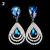 Lady Girl Elegant Teardrop Dangle Drop Ear Studs Rhinestone Earrings Cocktail