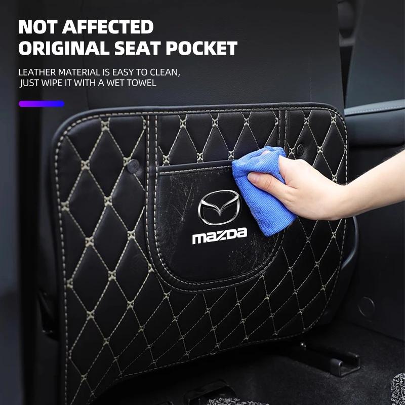 Для Mazda Защитная накладка на спинку сиденья автомобиля из ПУ-кожи, противоударная, водонепроницаемый чехол для Mazda Demio CX-5 Axela MX-5 CX-30 Skyactiv Авто