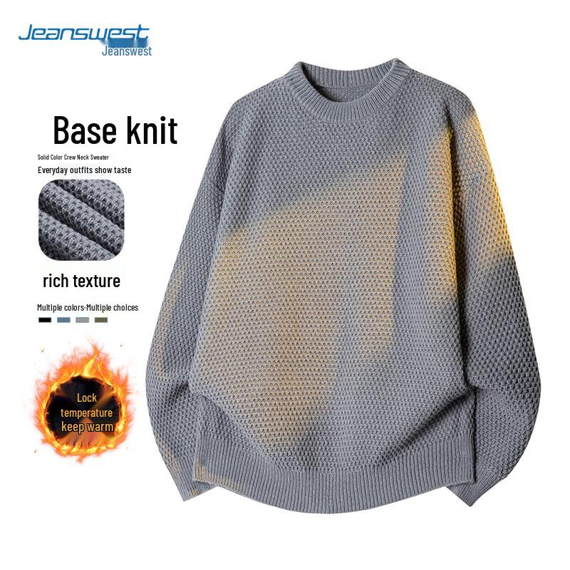 Jeanswest Men's Casual Round Neck Pullover Knit Sweater