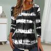 Женские осенние топы с принтом в черно-белую полоску, повседневная футболка с длинным рукавом, топ, блузка