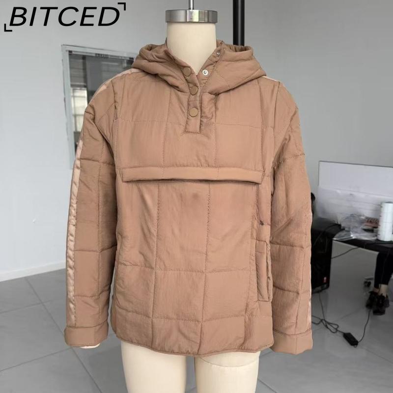 BITCED Women's Warm Cotton Coat with Zip-Up Cardigan