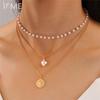 2025 Fashion Multi Layer Pearl Choker Necklace Cute 3 Layer Chain Coin Pendant Neckalce For Women Jewelry Girl Gift