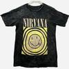 Мужская футболка Nirvana с графическим изображением смайлика, размер M, черная, с эффектом кислотной стирки, футболка группы в стиле гранж