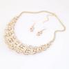 Women Rhinestone Spiral Bib Necklace Hook Earrings Statement Party Jewelry Set