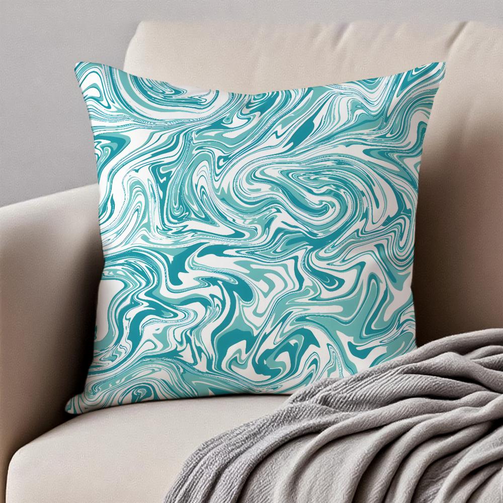 Wave Pattern Pillow Fresh Ins Style Decor Cushion Cover Pillowcase Anti-Dustmite Invisible Zipper Short Plush Sofa Cushion