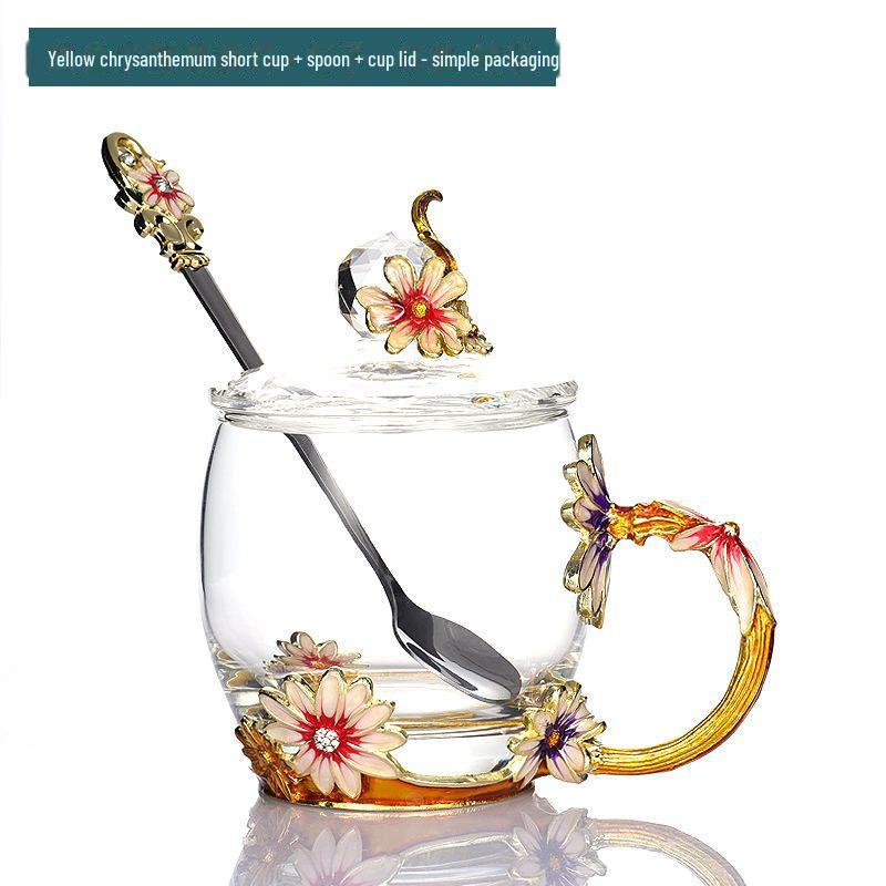 Чайная чашка из термостойкого хрустального стекла с эмалью Daisy — идеальный подарок на день рождения или праздник