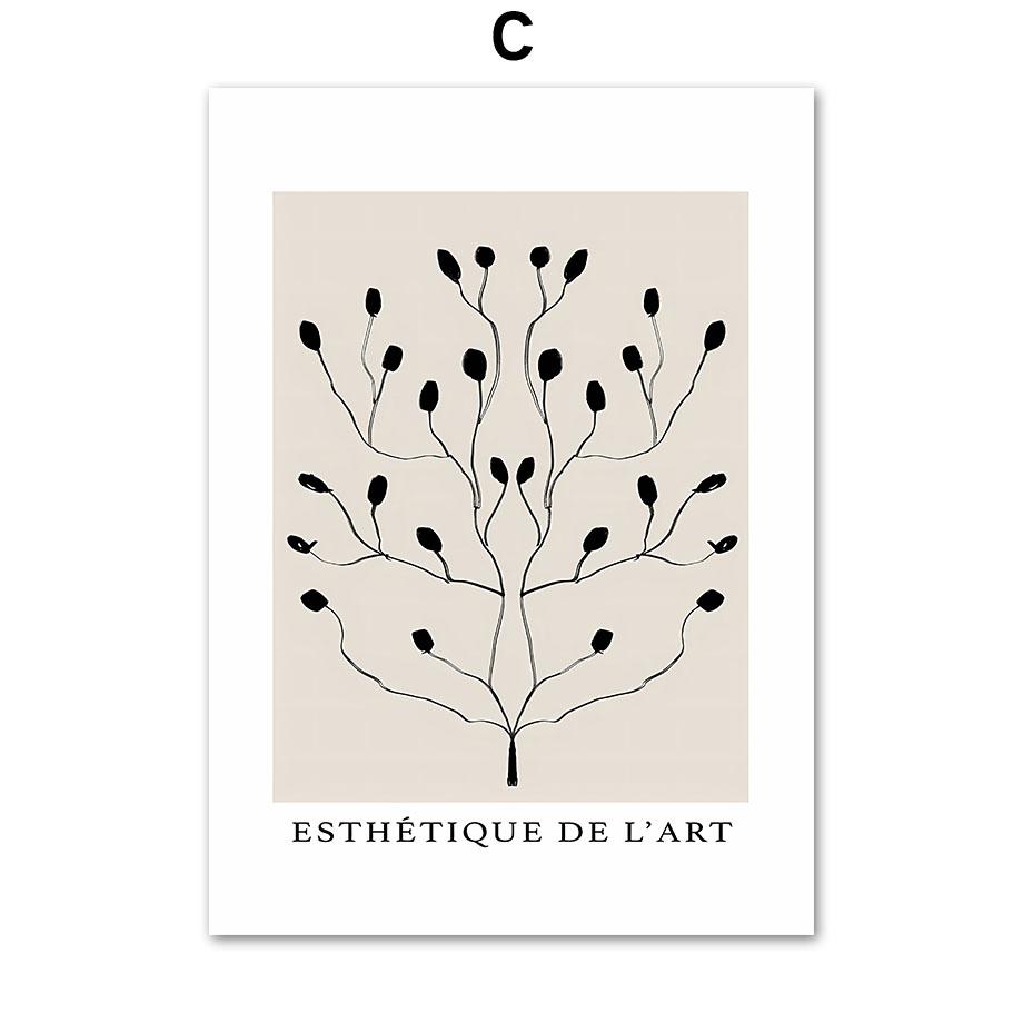 Абстрактная богемная линия, женская ваза с листьями, цветы, плакаты середины века, холст, картина, настенная живопись, печать, картина для гостиной, домашний декор