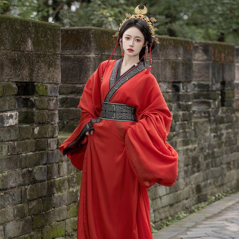 ZHAN GUO Robe Ежедневный взрослый женский костюм Hanfu с хвостом большого объема