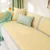 Fresh Plaid Summer Ice Silk Rattan Sofa Seat Cushion for Summer Summer Universal Non-Slip Cover Cloth