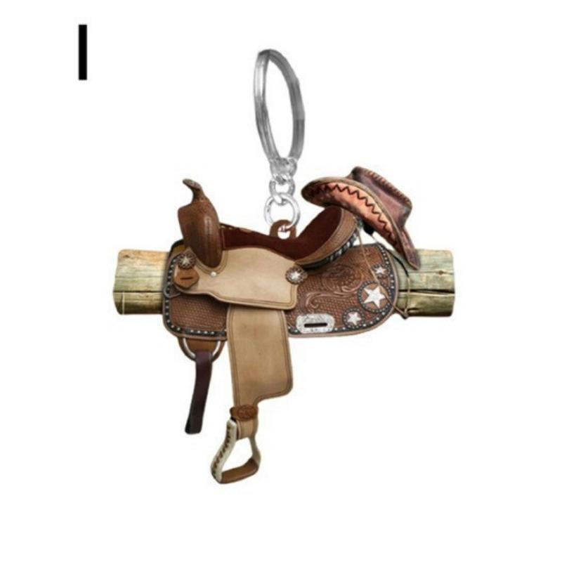 2024 Saddle Car Key Ring Pendant Personalized Decoration Universal Unisex Acrylic Flat Keychain