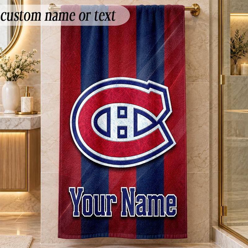Пляжное полотенце Montreal Canadiens с индивидуальным именем и текстом, персонализированное, мягкое, для пляжа, бассейна, дома, декор, подарок