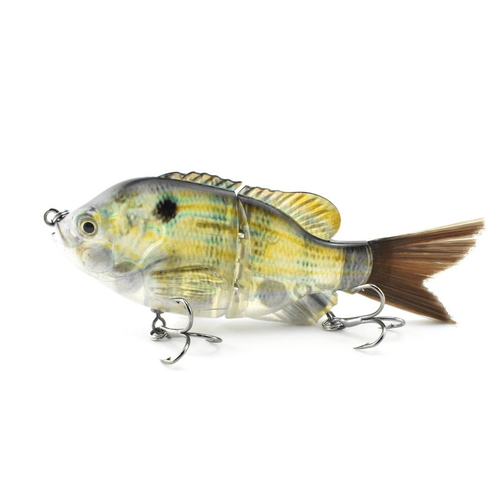 125Mm Plastic Silk Tail 2 Sections Sunfish Simulation Multi-Section Bait S Type Flexible Underwater Swimming Luya Bait