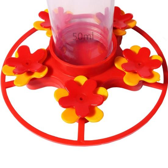 360ml Hummingbird Feeder Hanging Feeder with Anti-Ant Guard Bird Feeder with 5 Flower Feeding Ports Circular Perch for Garden Backyard