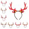 Bowknot Antlers Headband Plush Ball Elk Hair Hoop Deer Horn Hair Band  Festival Decoration