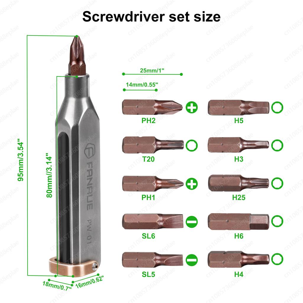 PW-01 Tripod Magnetic Titanium Screwdriver Set - Small EDC Multi-Precision Pocket Tool 130g Lightweight