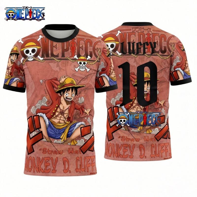 2026 Специальное издание One Piece Футболка-майка Футбольная форма Луффи Гир 5 Аниме Мужская/Женская Спортивная одежда Дышащая Летняя Оверсайз Футболка