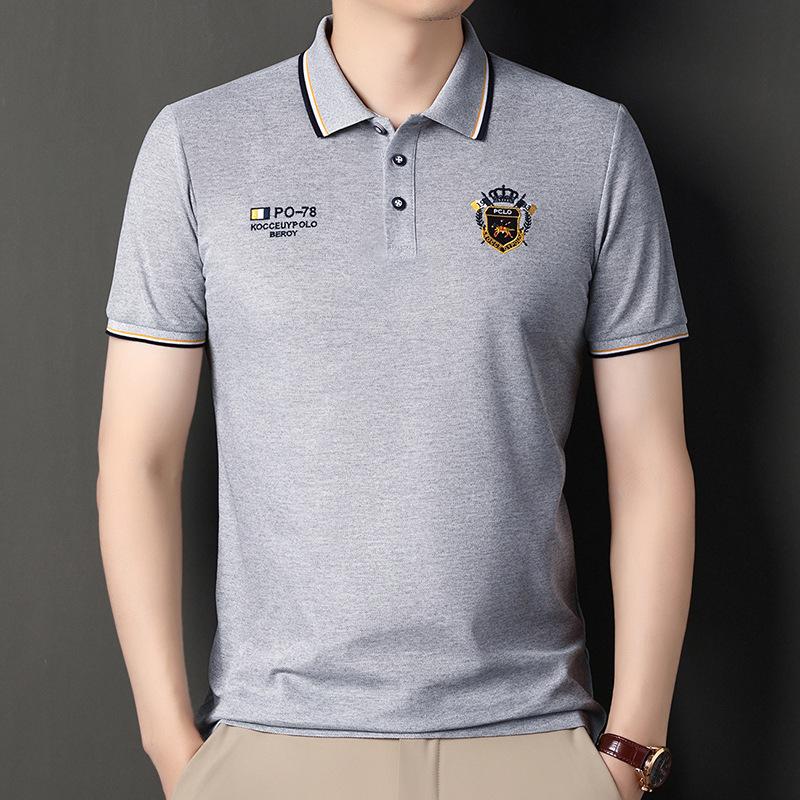 Мужская популярная рубашка поло с короткими рукавами и вышивкой, мужская летняя свободная повседневная футболка с воротником поло