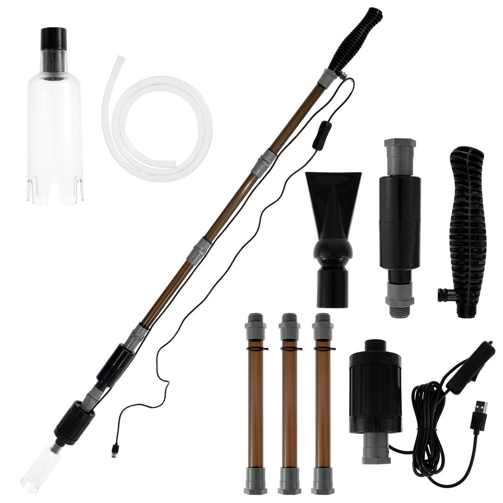 10W 6 In 1 USB Aquarium Water Change Pump Gravel Cleaning Tool Electric Vacuum Filter Pump for Fish Tank Wash Sand Changing New